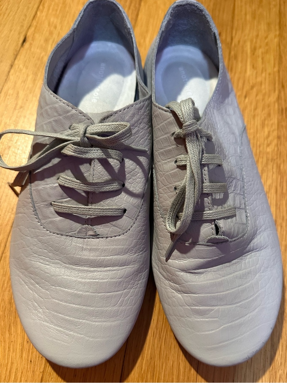 ANOTHER SOLE ‘Lucie II” dove grey lace up flats wmns 8.5 worn once!